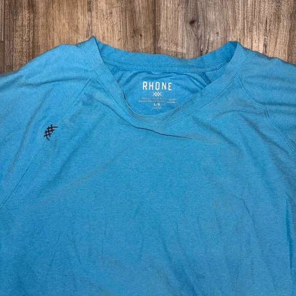 Rhone Mens Athletic Performance T Shirt Blue Short Sleeve Training Gym Size L - Picture 3 of 6